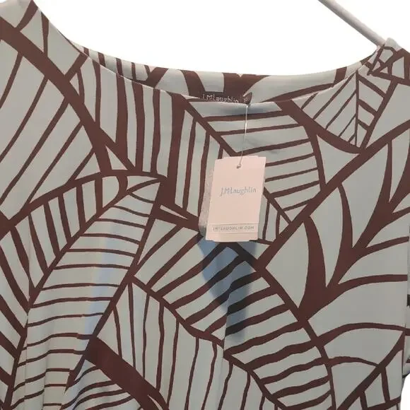 J. McLaughlin Blue and Brown 3/4 Sleeve Sheath Dress Size XSmall/With Stretch - Picture 2 of 3